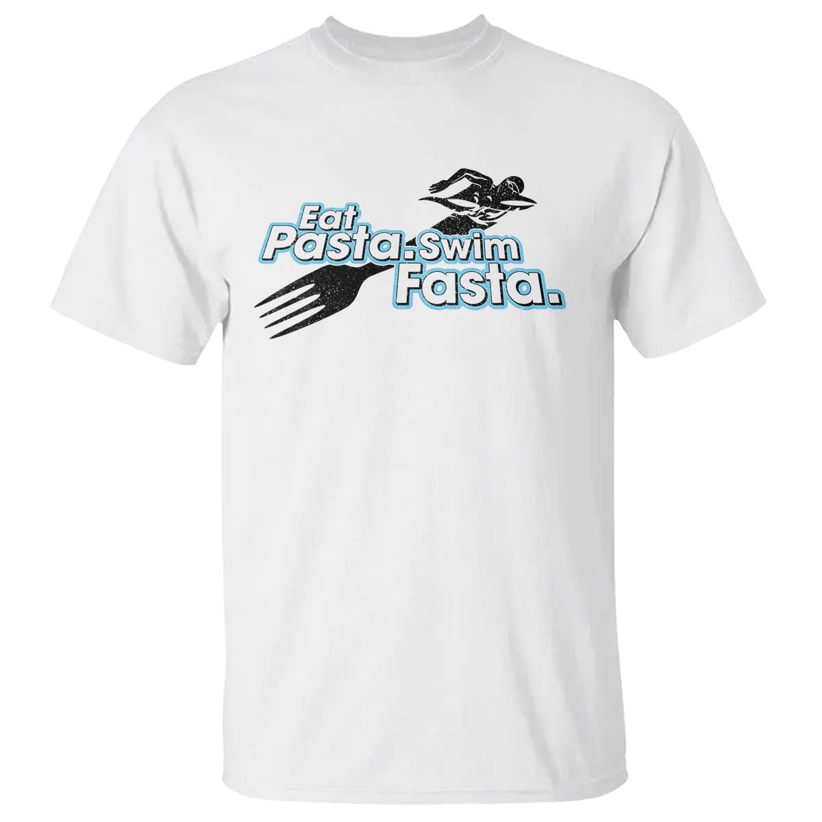 Funny Swimmer T Shirt Eat Pasta Swim Fasta Fork Swimming - Wonder Print Shop