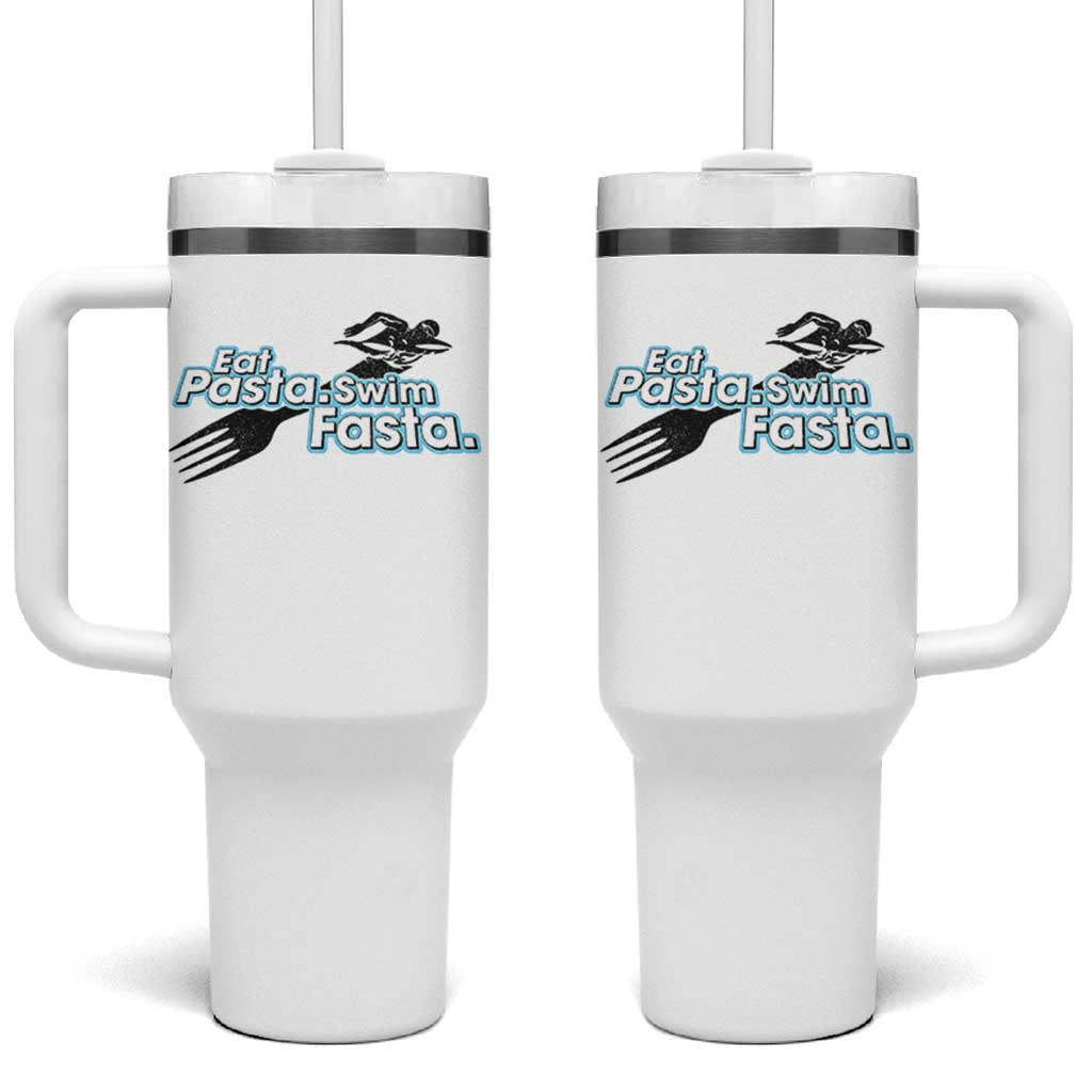 Funny Swimmer Tumbler With Handle Eat Pasta Swim Fasta Fork Swimming - Wonder Print Shop