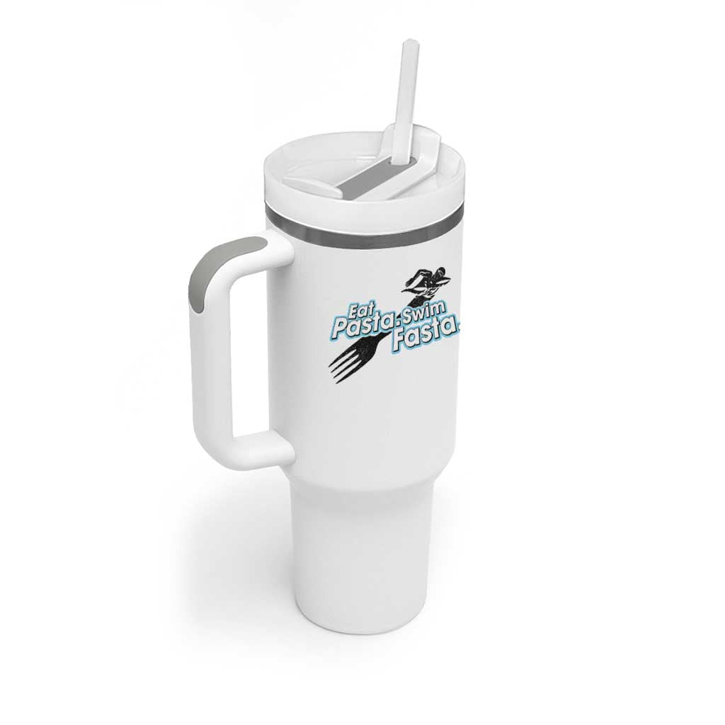 Funny Swimmer Tumbler With Handle Eat Pasta Swim Fasta Fork Swimming - Wonder Print Shop