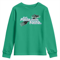 Funny Swimmer Youth Sweatshirt Eat Pasta Swim Fasta Fork Swimming - Wonder Print Shop