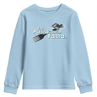 Funny Swimmer Youth Sweatshirt Eat Pasta Swim Fasta Fork Swimming - Wonder Print Shop
