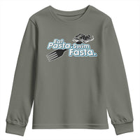 Funny Swimmer Youth Sweatshirt Eat Pasta Swim Fasta Fork Swimming - Wonder Print Shop