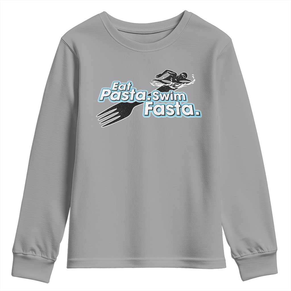 Funny Swimmer Youth Sweatshirt Eat Pasta Swim Fasta Fork Swimming - Wonder Print Shop