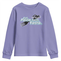 Funny Swimmer Youth Sweatshirt Eat Pasta Swim Fasta Fork Swimming - Wonder Print Shop