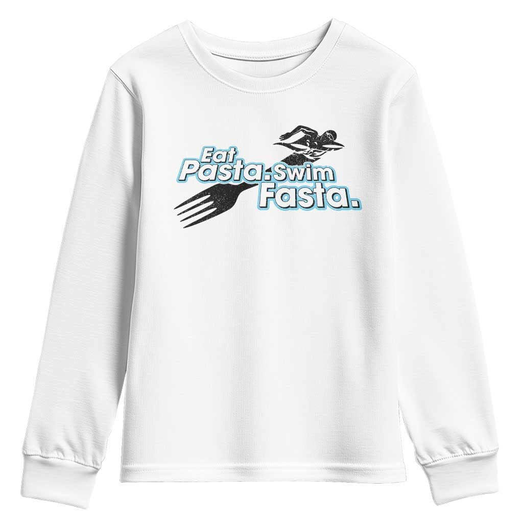 Funny Swimmer Youth Sweatshirt Eat Pasta Swim Fasta Fork Swimming - Wonder Print Shop