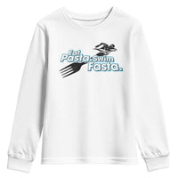 Funny Swimmer Youth Sweatshirt Eat Pasta Swim Fasta Fork Swimming - Wonder Print Shop
