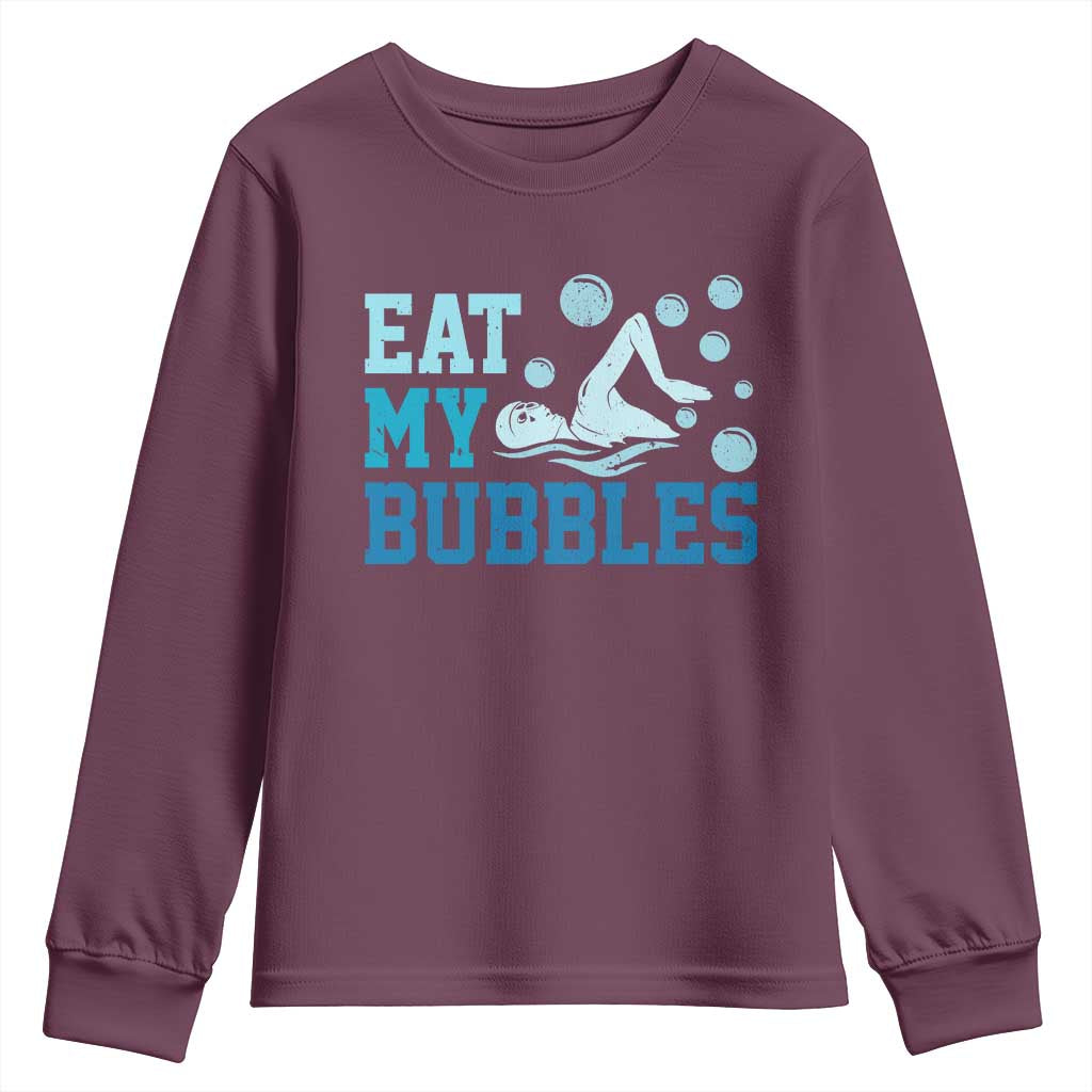 Funny Swimming Youth Sweatshirt Eat My Bubbles Swim Sarcastic - Wonder Print Shop