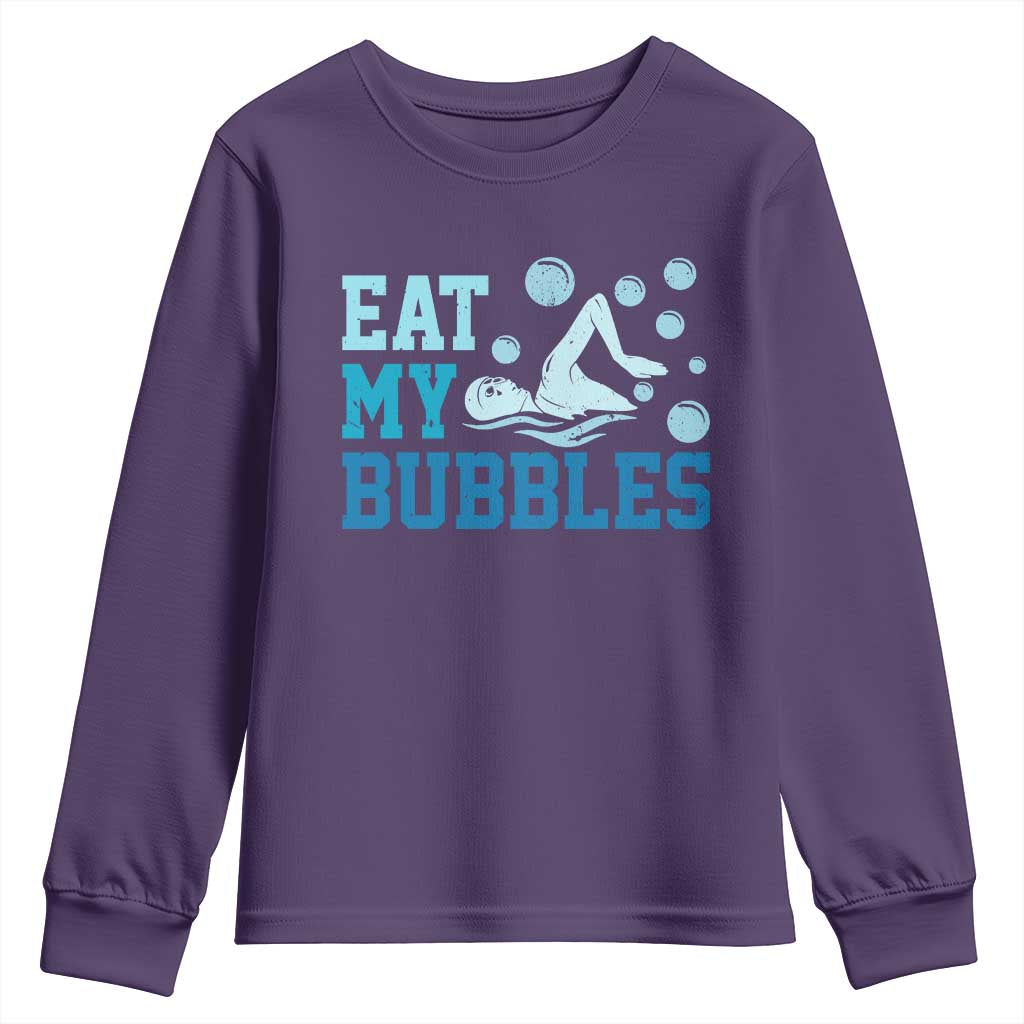 Funny Swimming Youth Sweatshirt Eat My Bubbles Swim Sarcastic - Wonder Print Shop
