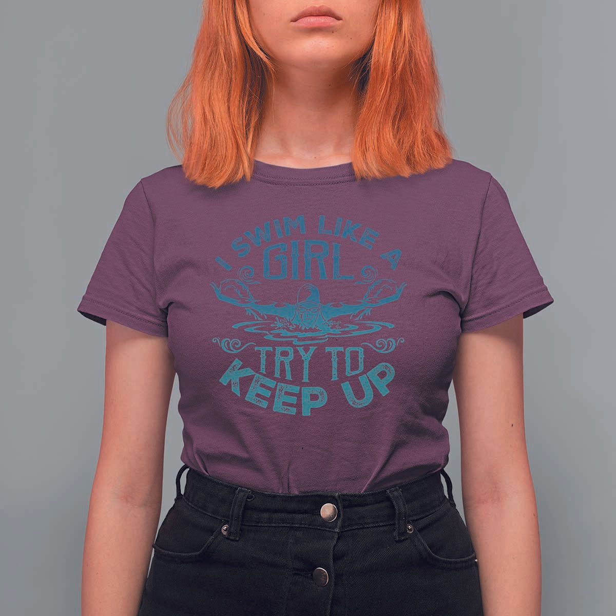 Funny Swimming T Shirt For Women I Swim Like A Girl Try To Keep Up Swimmer - Wonder Print Shop