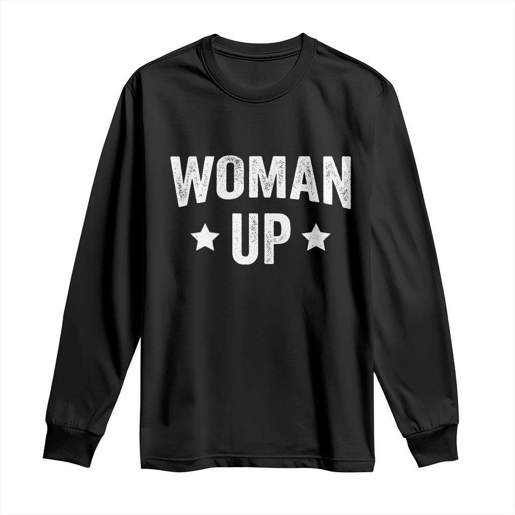 Woman Up Long Sleeve Shirt Fitness Gym Workout Feminist - Wonder Print Shop