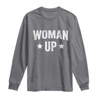 Woman Up Long Sleeve Shirt Fitness Gym Workout Feminist - Wonder Print Shop