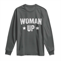 Woman Up Long Sleeve Shirt Fitness Gym Workout Feminist - Wonder Print Shop