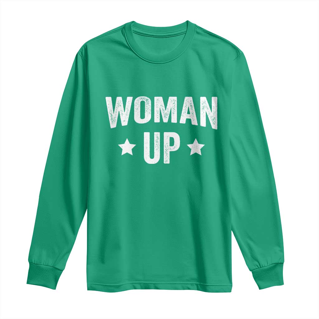 Woman Up Long Sleeve Shirt Fitness Gym Workout Feminist - Wonder Print Shop