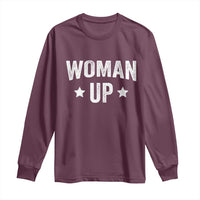 Woman Up Long Sleeve Shirt Fitness Gym Workout Feminist - Wonder Print Shop
