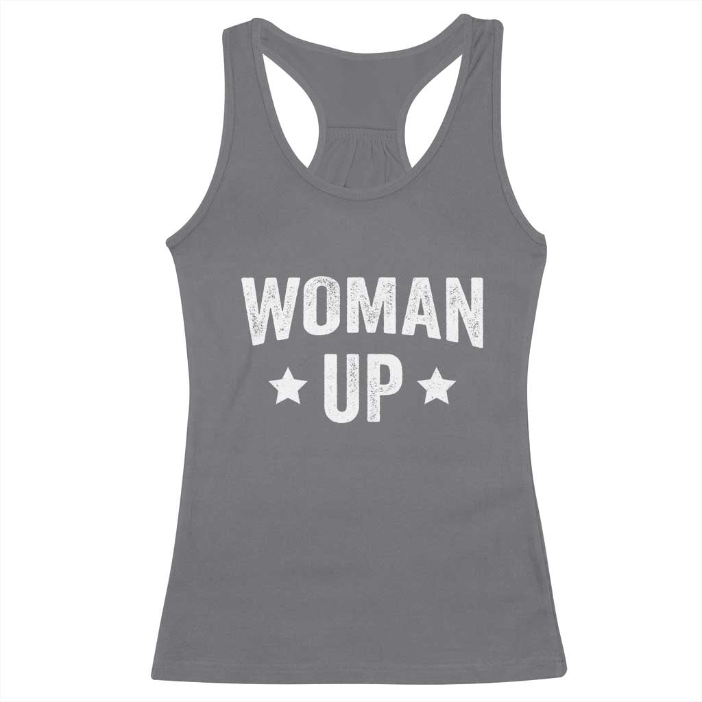 Woman Up Racerback Tank Top Fitness Gym Workout Feminist - Wonder Print Shop