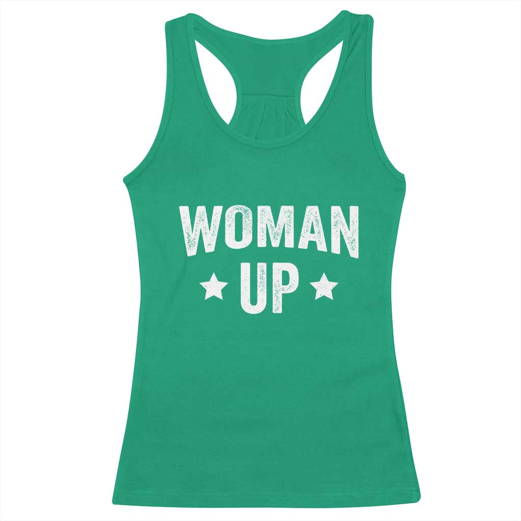 Woman Up Racerback Tank Top Fitness Gym Workout Feminist - Wonder Print Shop