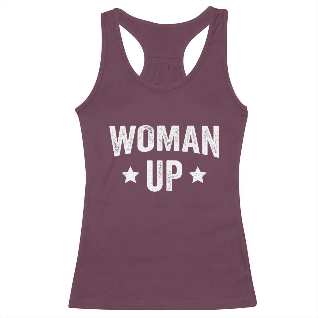 Woman Up Racerback Tank Top Fitness Gym Workout Feminist - Wonder Print Shop