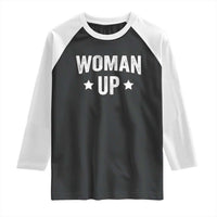 Woman Up Raglan Shirt Fitness Gym Workout Feminist - Wonder Print Shop