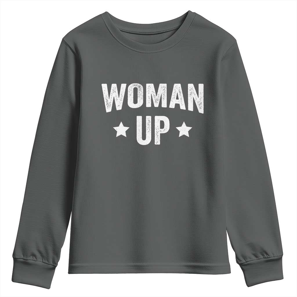 Woman Up Youth Sweatshirt Fitness Gym Workout Feminist - Wonder Print Shop