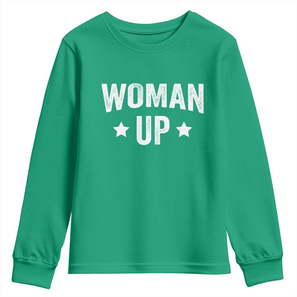 Woman Up Youth Sweatshirt Fitness Gym Workout Feminist - Wonder Print Shop