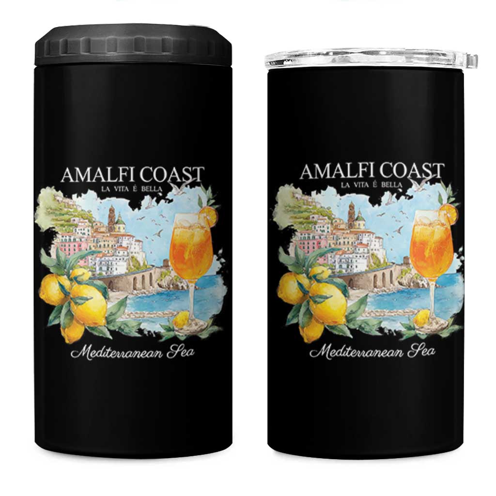Amalfi Coast Italy Travel 4 in 1 Can Cooler Tumbler La Vita E Bella Lemon Travel Souvenir - Wonder Print Shop