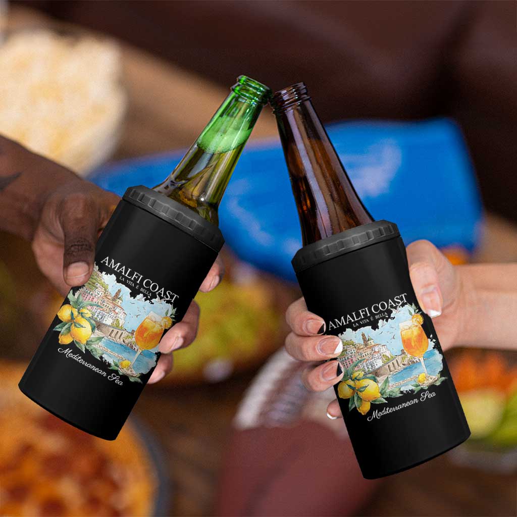 Amalfi Coast Italy Travel 4 in 1 Can Cooler Tumbler La Vita E Bella Lemon Travel Souvenir - Wonder Print Shop