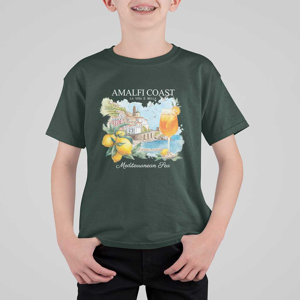 Amalfi Coast Italy Travel T Shirt For Kid La Vita E Bella Lemon Travel Souvenir - Wonder Print Shop