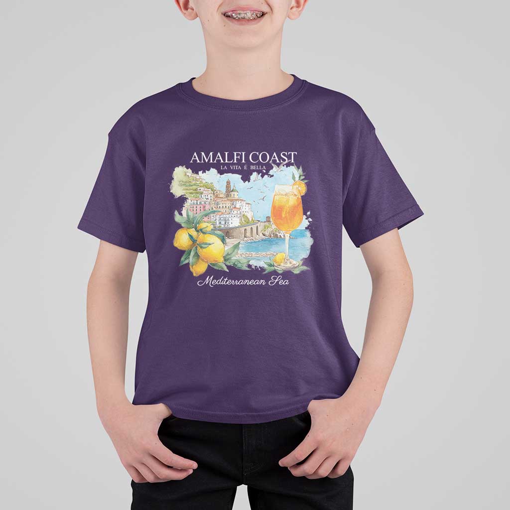 Amalfi Coast Italy Travel T Shirt For Kid La Vita E Bella Lemon Travel Souvenir - Wonder Print Shop