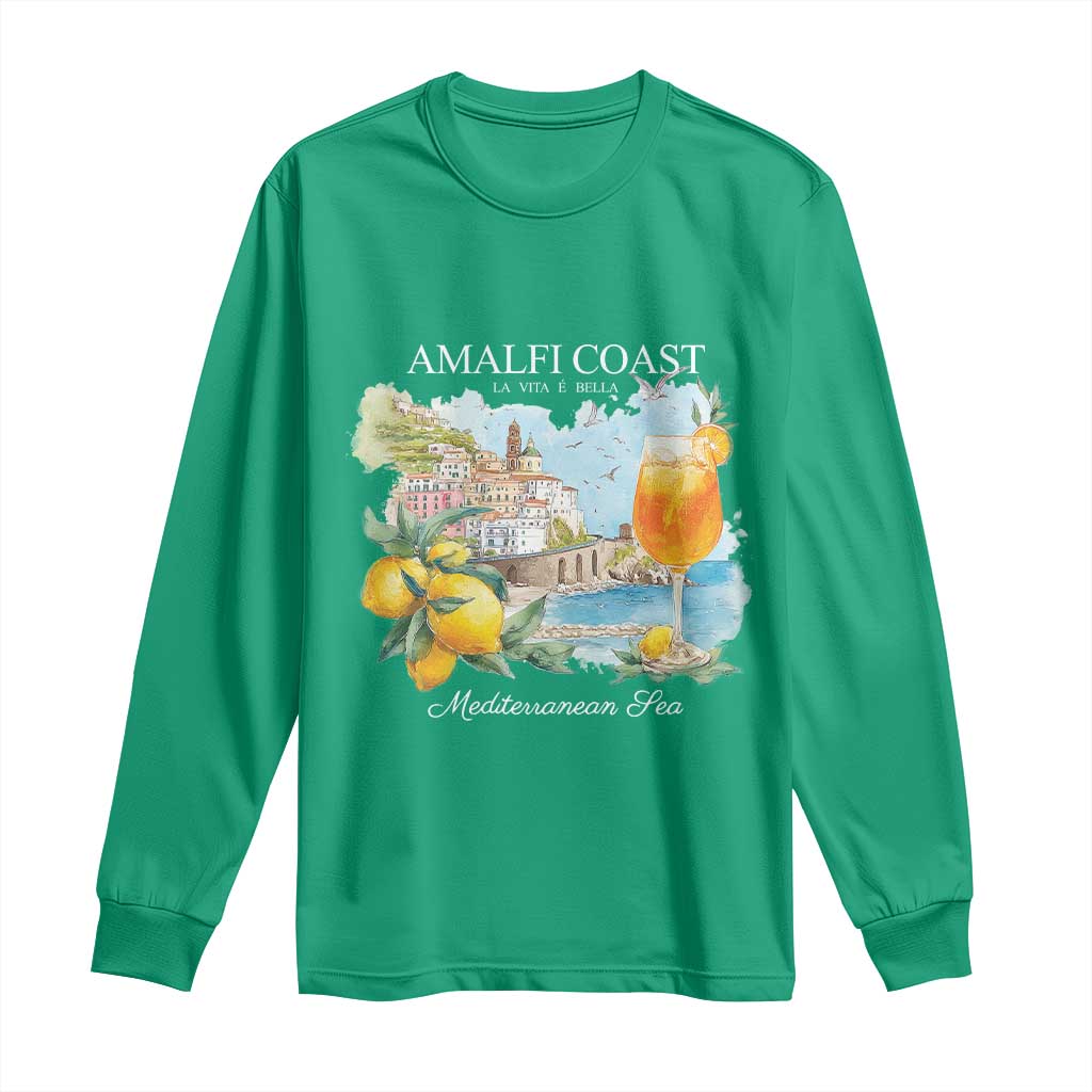 Amalfi Coast Italy Travel Long Sleeve Shirt La Vita E Bella Lemon Travel Souvenir - Wonder Print Shop
