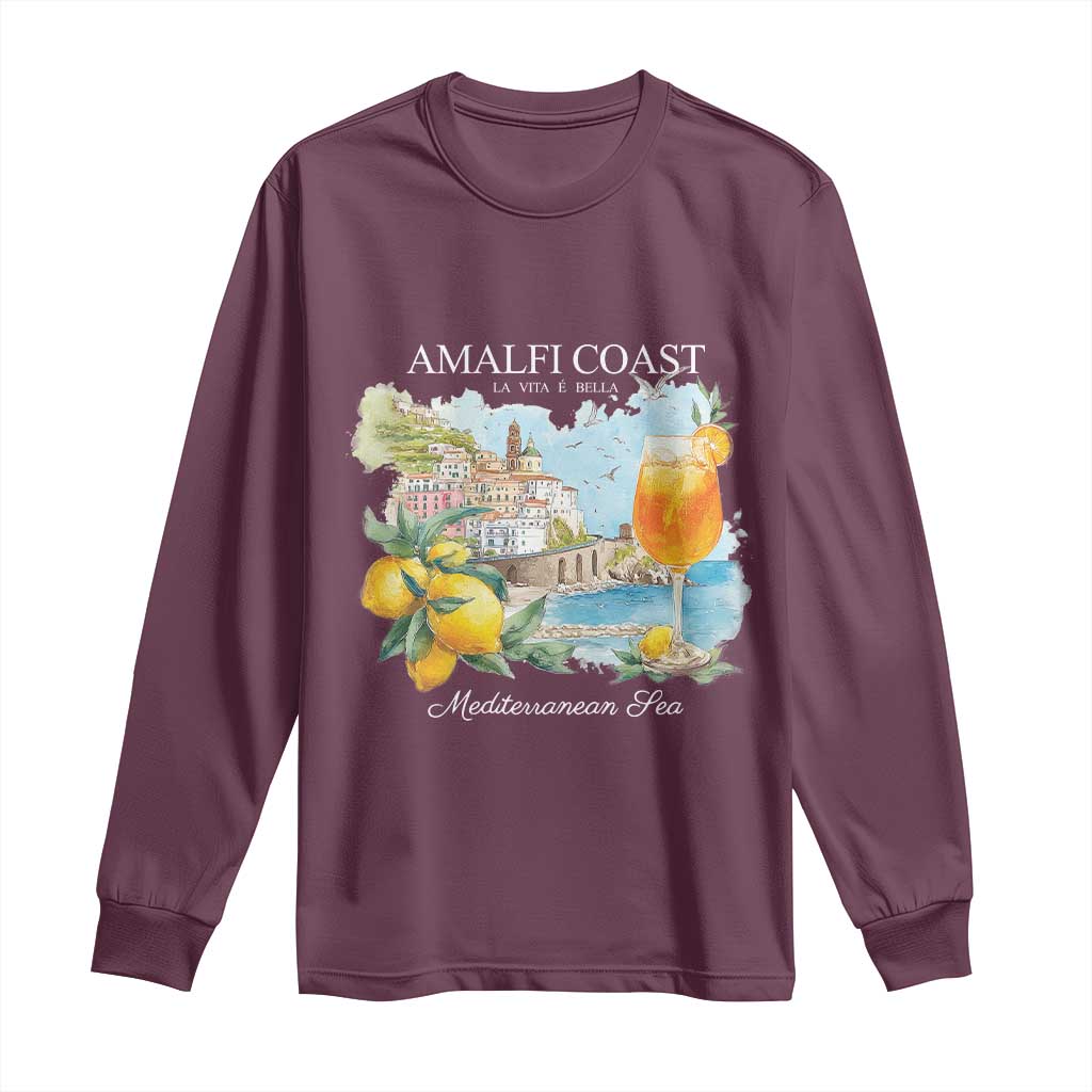 Amalfi Coast Italy Travel Long Sleeve Shirt La Vita E Bella Lemon Travel Souvenir - Wonder Print Shop