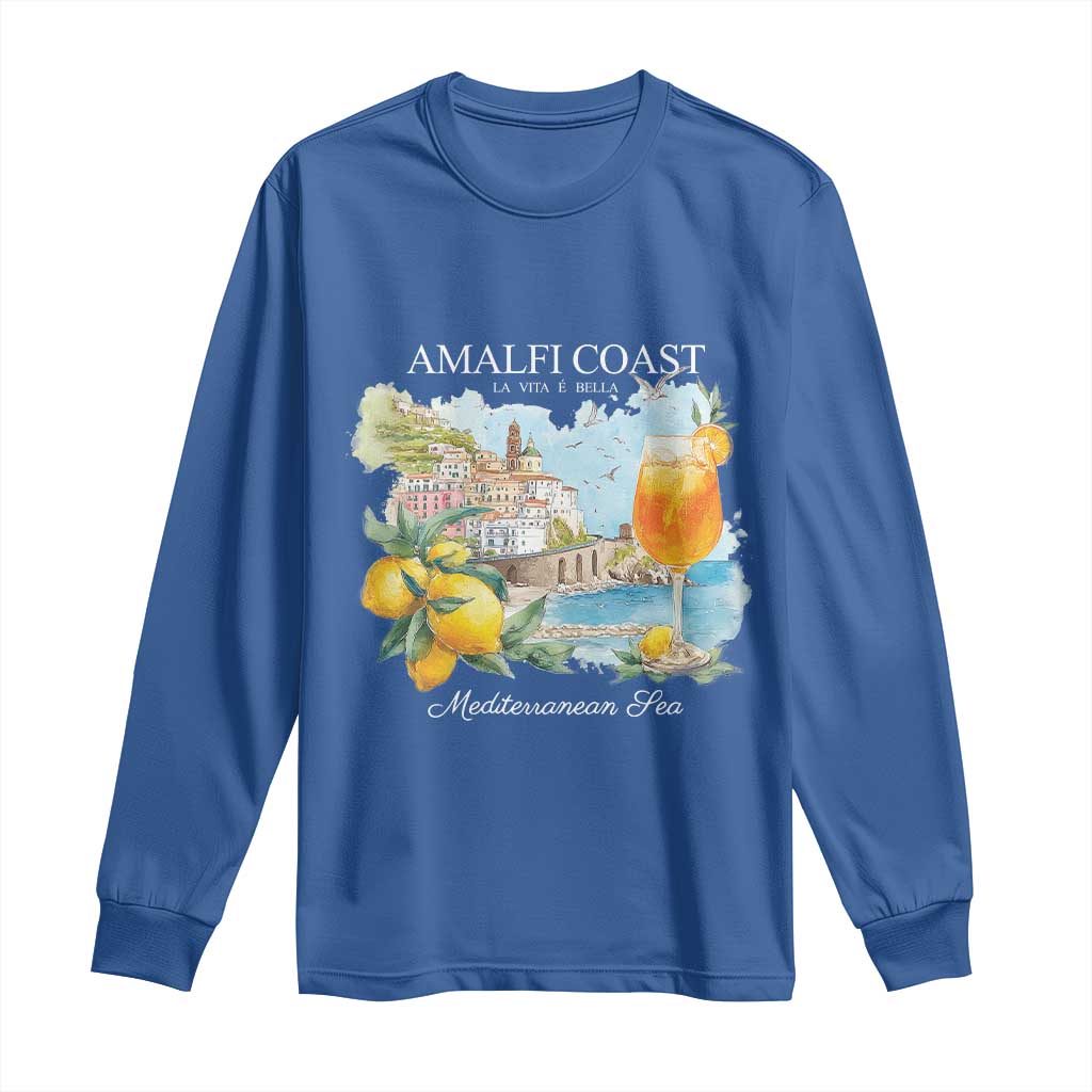 Amalfi Coast Italy Travel Long Sleeve Shirt La Vita E Bella Lemon Travel Souvenir - Wonder Print Shop