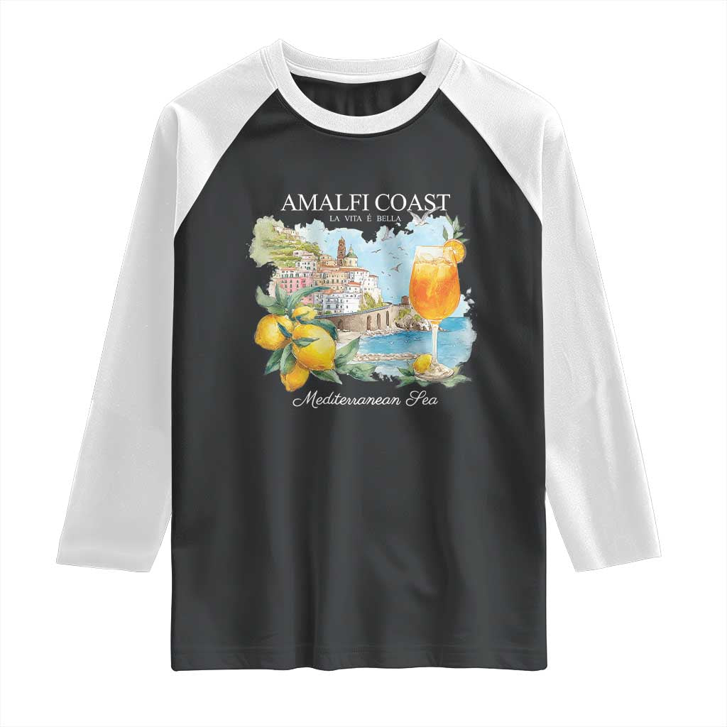 Amalfi Coast Italy Travel Raglan Shirt La Vita E Bella Lemon Travel Souvenir - Wonder Print Shop