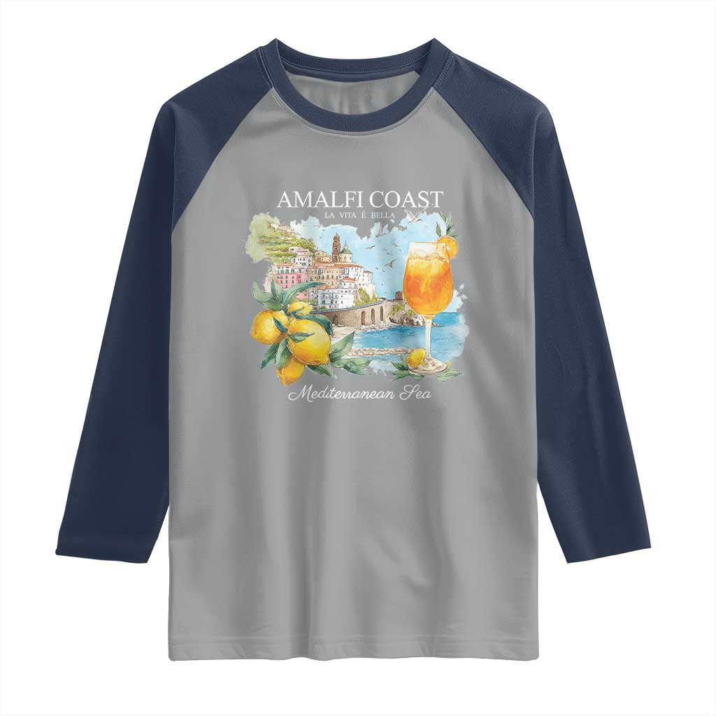 Amalfi Coast Italy Travel Raglan Shirt La Vita E Bella Lemon Travel Souvenir - Wonder Print Shop