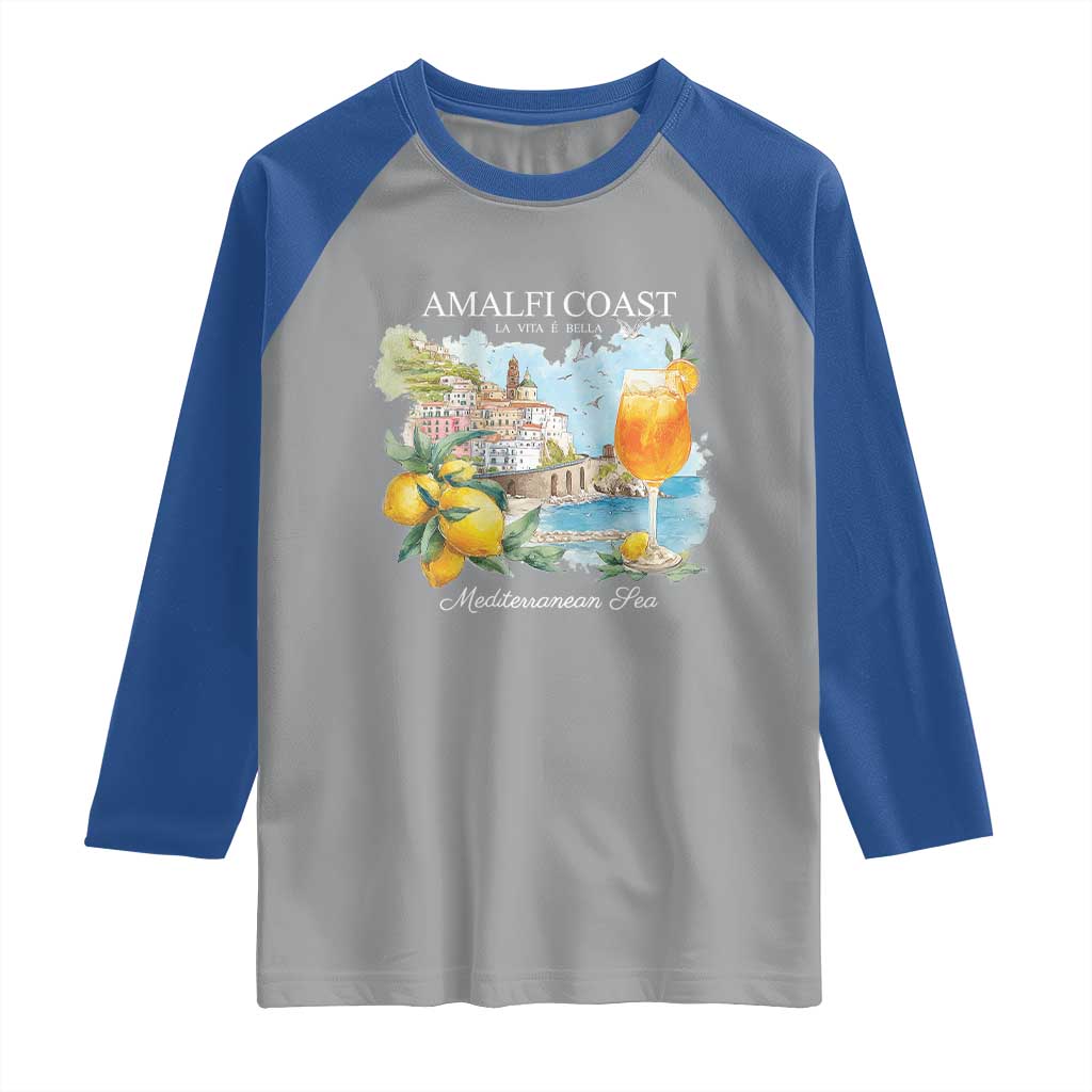 Amalfi Coast Italy Travel Raglan Shirt La Vita E Bella Lemon Travel Souvenir - Wonder Print Shop