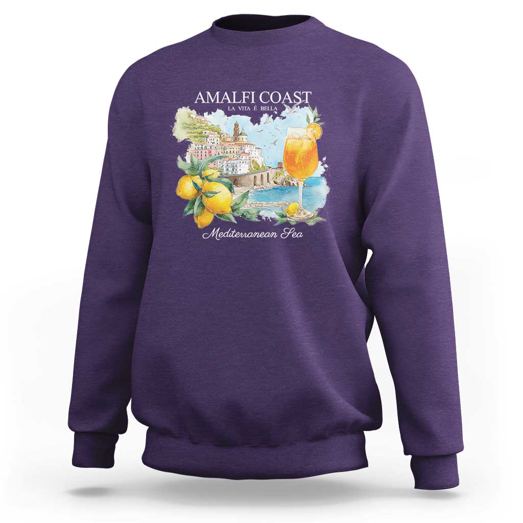 Amalfi Coast Italy Travel Sweatshirt La Vita E Bella Lemon Travel Souvenir - Wonder Print Shop