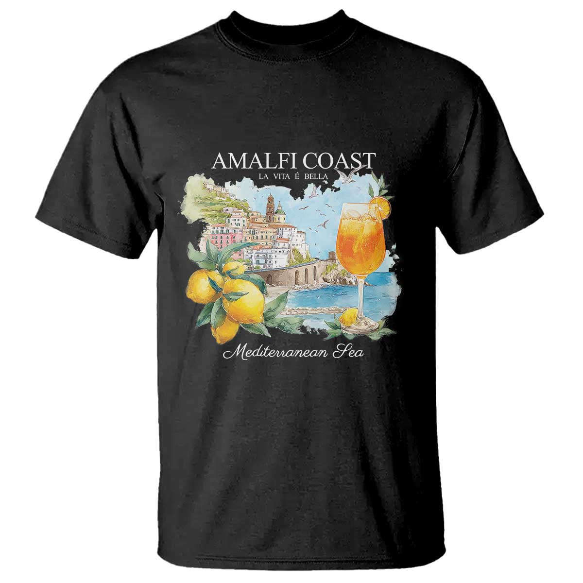 Amalfi Coast Italy Travel T Shirt La Vita E Bella Lemon Travel Souvenir - Wonder Print Shop