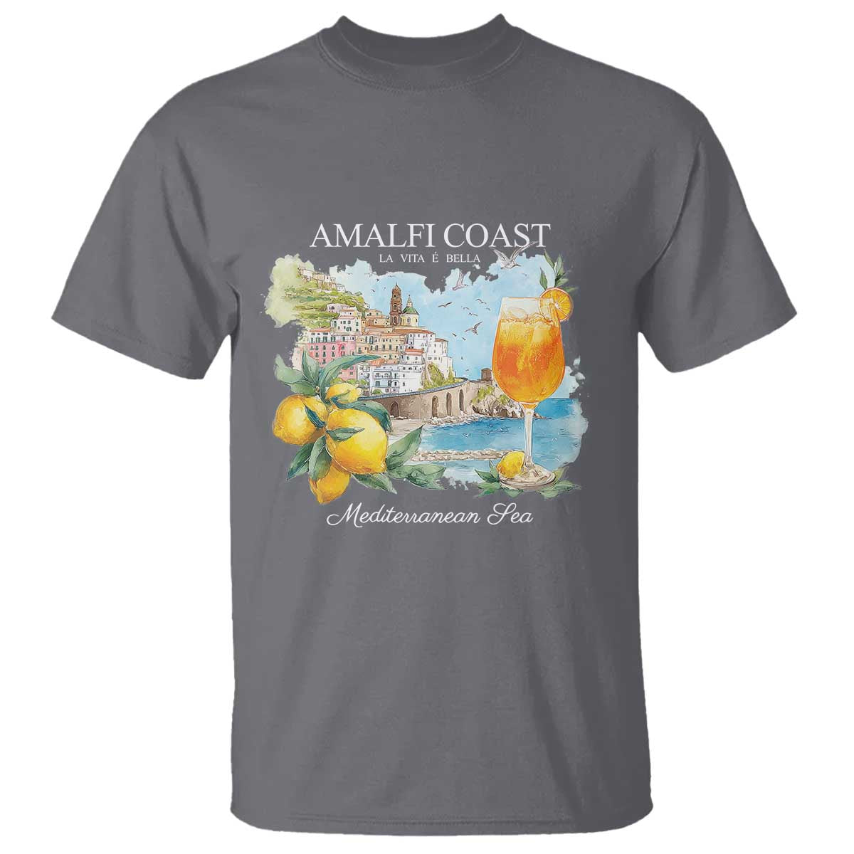 Amalfi Coast Italy Travel T Shirt La Vita E Bella Lemon Travel Souvenir - Wonder Print Shop