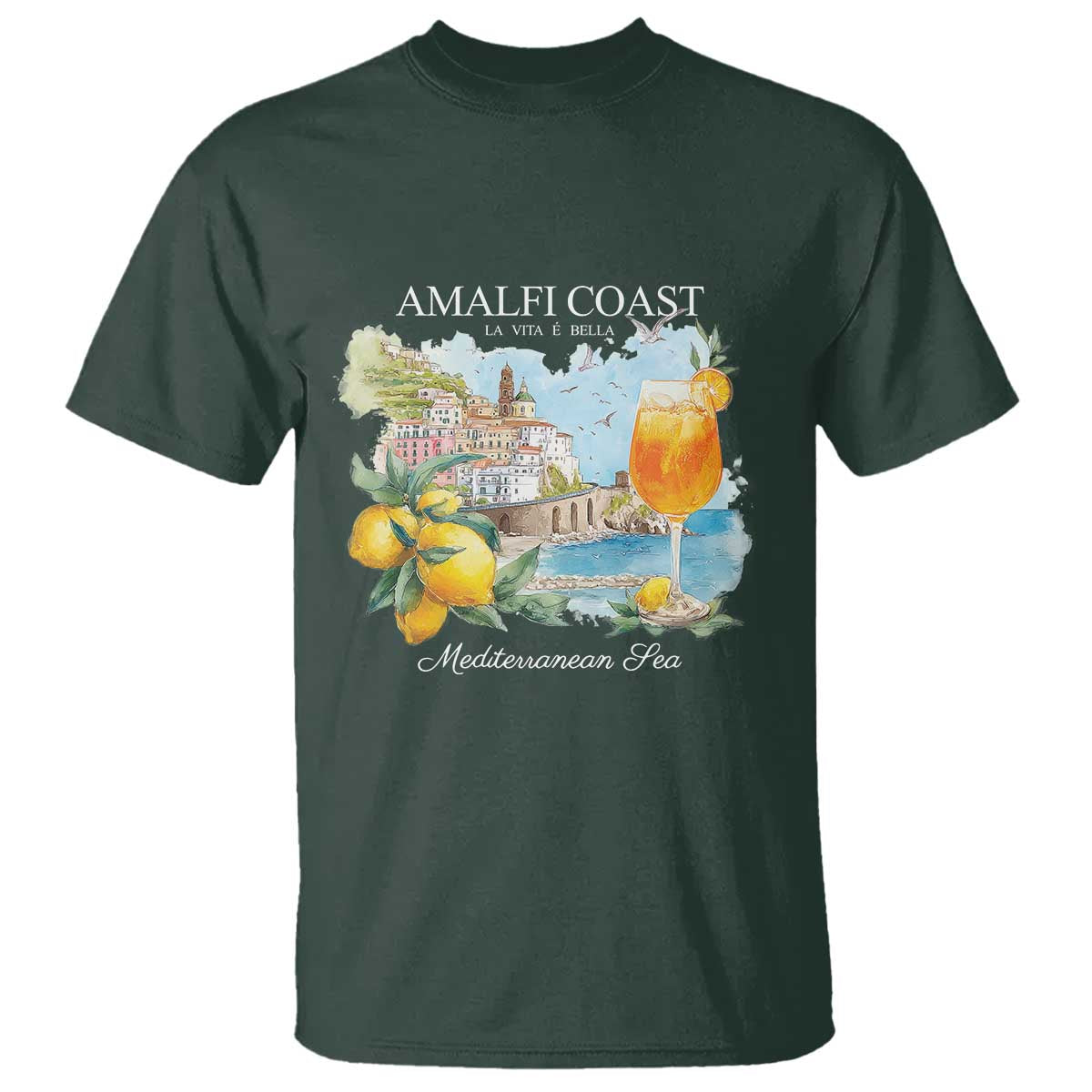Amalfi Coast Italy Travel T Shirt La Vita E Bella Lemon Travel Souvenir - Wonder Print Shop