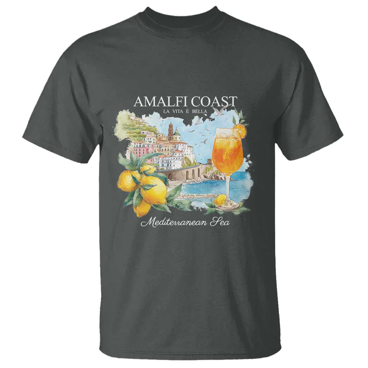 Amalfi Coast Italy Travel T Shirt La Vita E Bella Lemon Travel Souvenir - Wonder Print Shop
