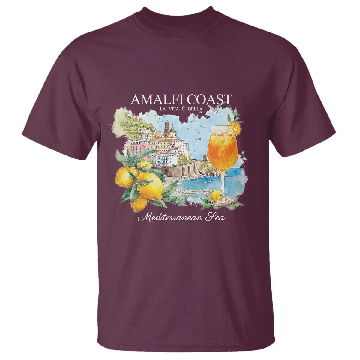 Amalfi Coast Italy Travel T Shirt La Vita E Bella Lemon Travel Souvenir - Wonder Print Shop