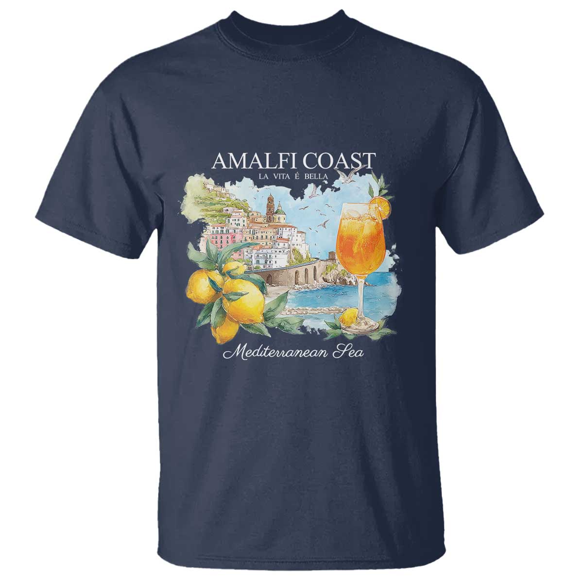 Amalfi Coast Italy Travel T Shirt La Vita E Bella Lemon Travel Souvenir - Wonder Print Shop