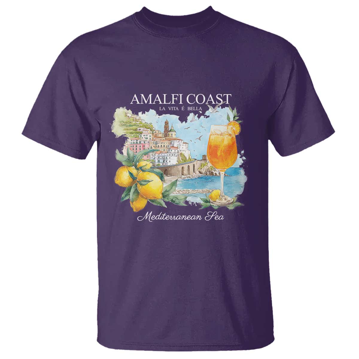 Amalfi Coast Italy Travel T Shirt La Vita E Bella Lemon Travel Souvenir - Wonder Print Shop