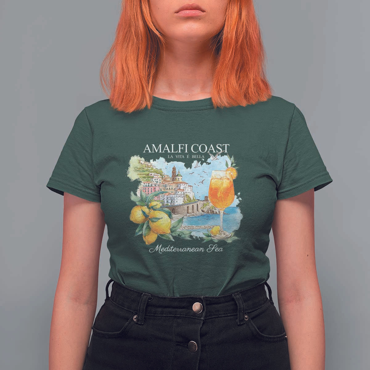 Amalfi Coast Italy Travel T Shirt For Women La Vita E Bella Lemon Travel Souvenir - Wonder Print Shop