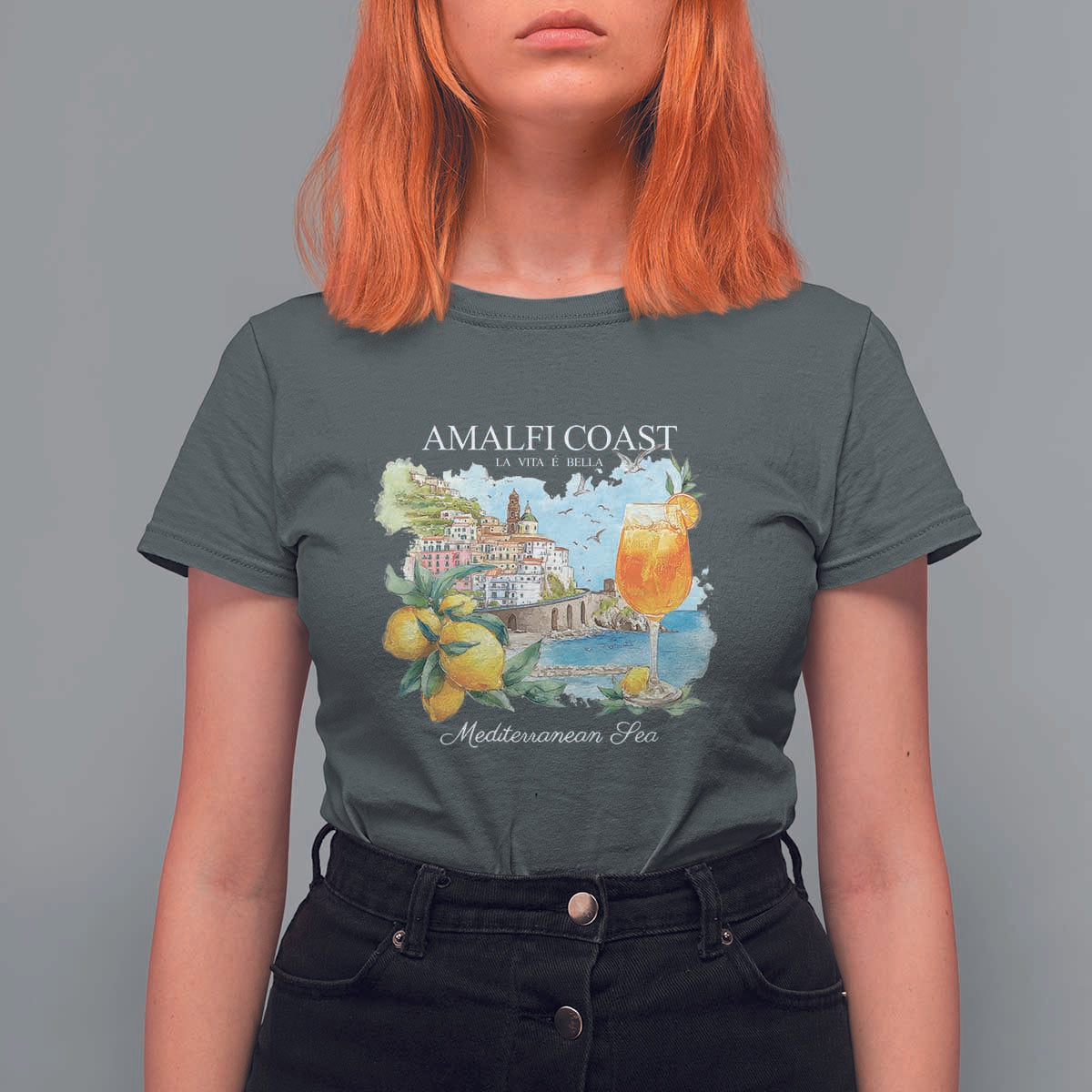 Amalfi Coast Italy Travel T Shirt For Women La Vita E Bella Lemon Travel Souvenir - Wonder Print Shop