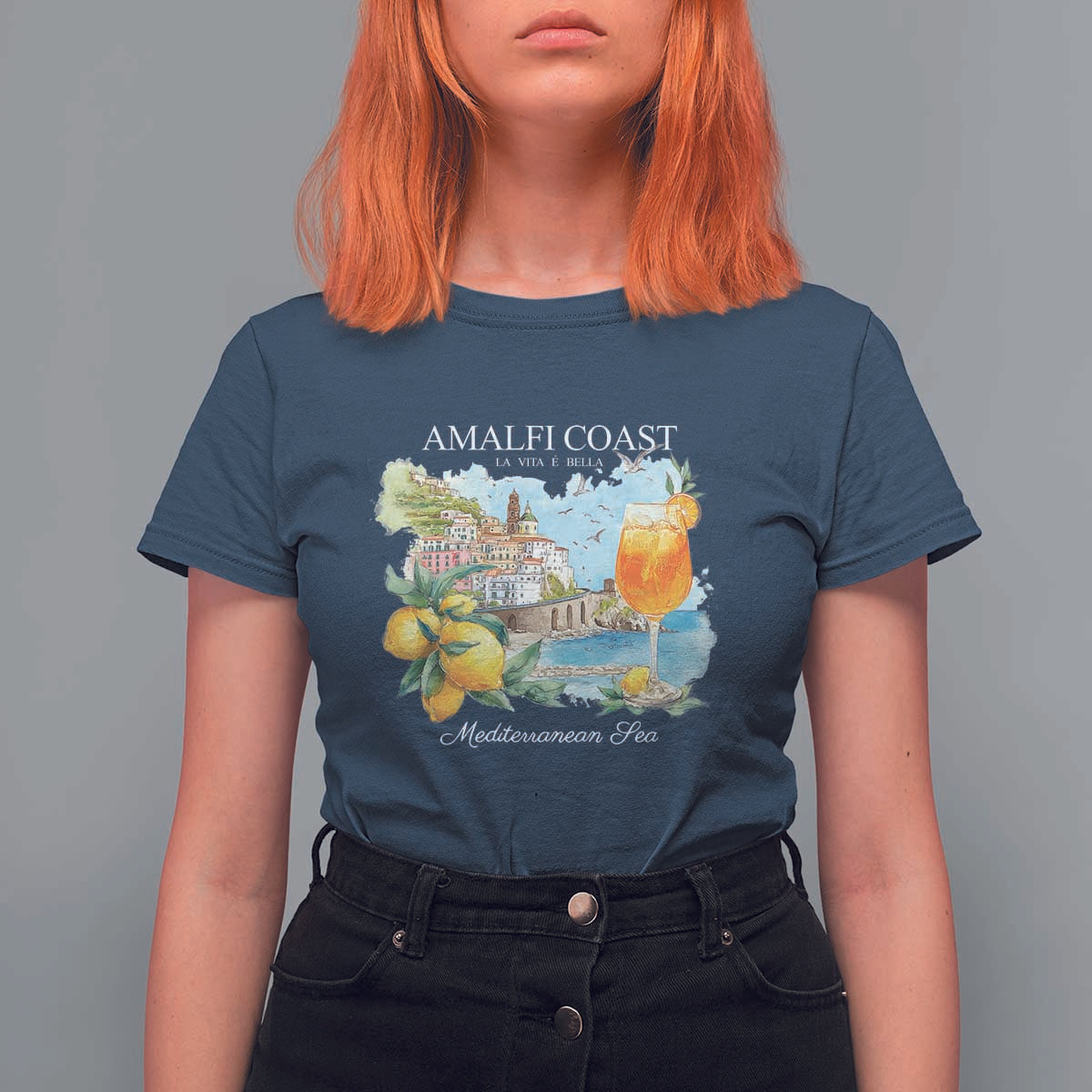 Amalfi Coast Italy Travel T Shirt For Women La Vita E Bella Lemon Travel Souvenir - Wonder Print Shop
