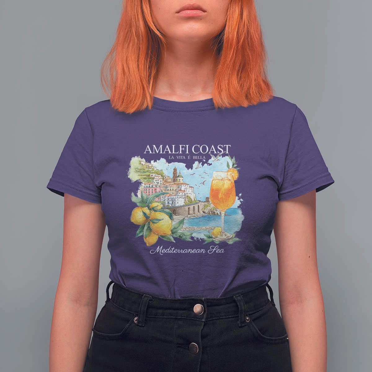 Amalfi Coast Italy Travel T Shirt For Women La Vita E Bella Lemon Travel Souvenir - Wonder Print Shop