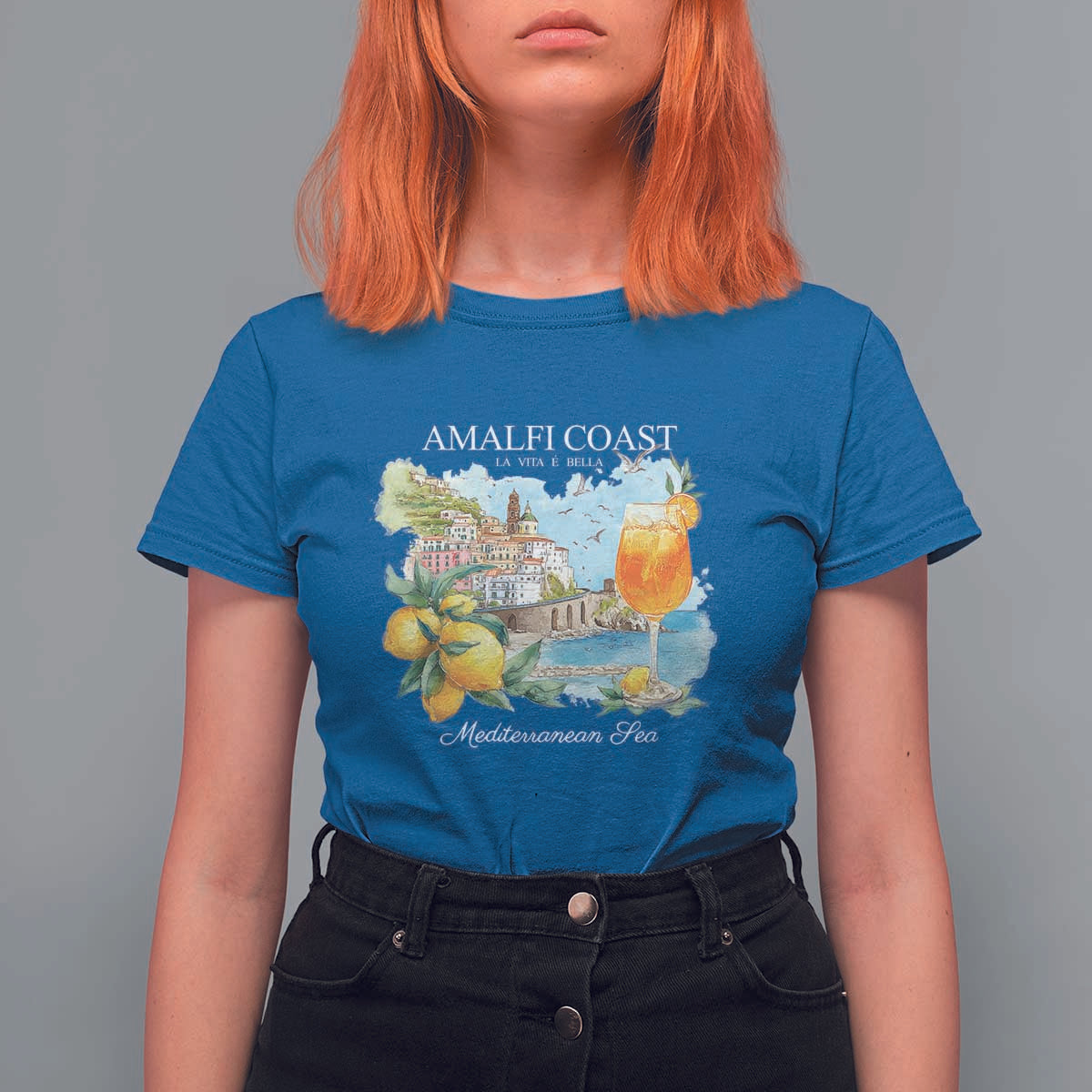 Amalfi Coast Italy Travel T Shirt For Women La Vita E Bella Lemon Travel Souvenir - Wonder Print Shop