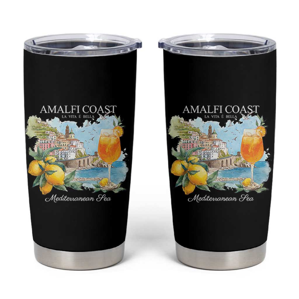 Amalfi Coast Italy Travel Tumbler Cup La Vita E Bella Lemon Travel Souvenir - Wonder Print Shop