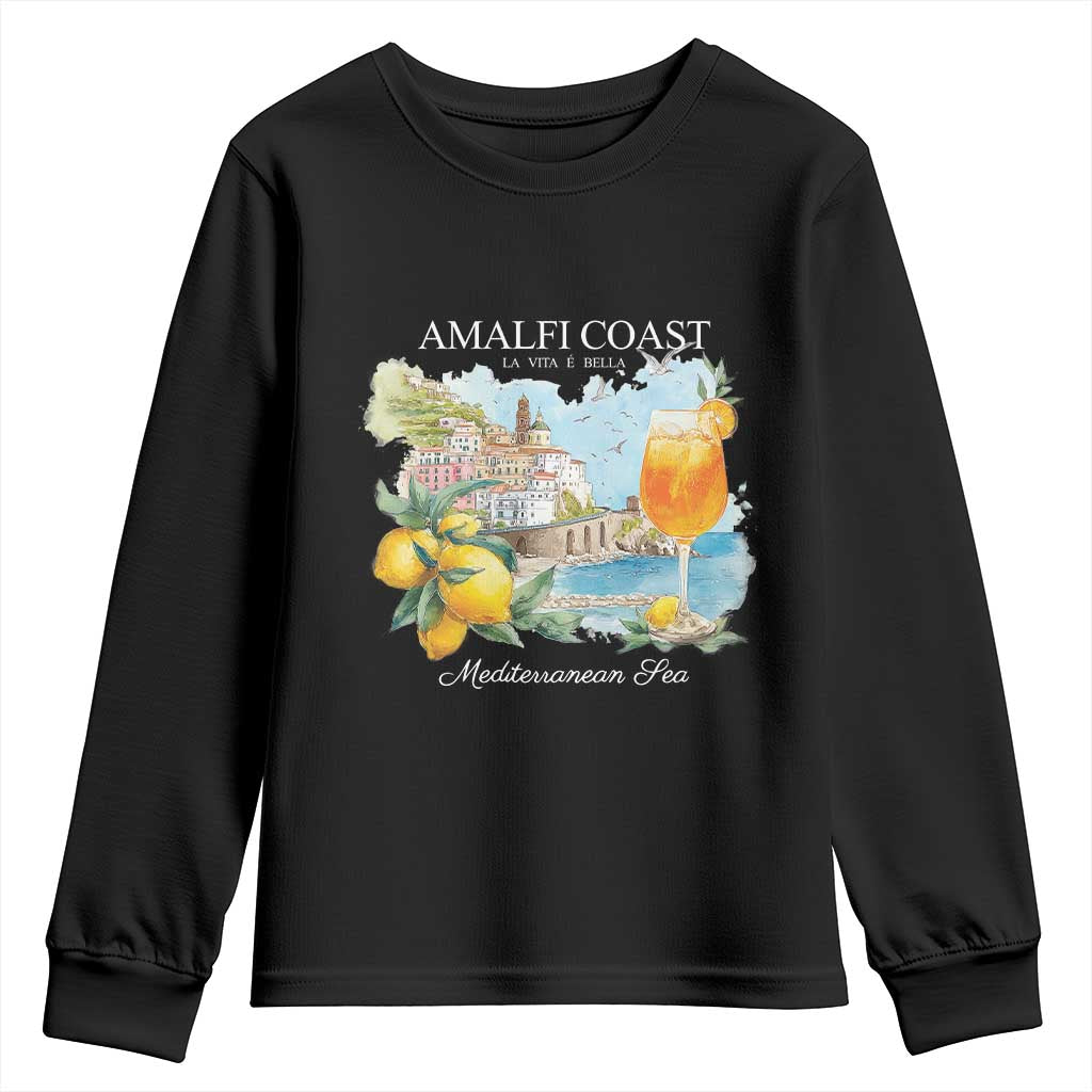Amalfi Coast Italy Travel Youth Sweatshirt La Vita E Bella Lemon Travel Souvenir - Wonder Print Shop
