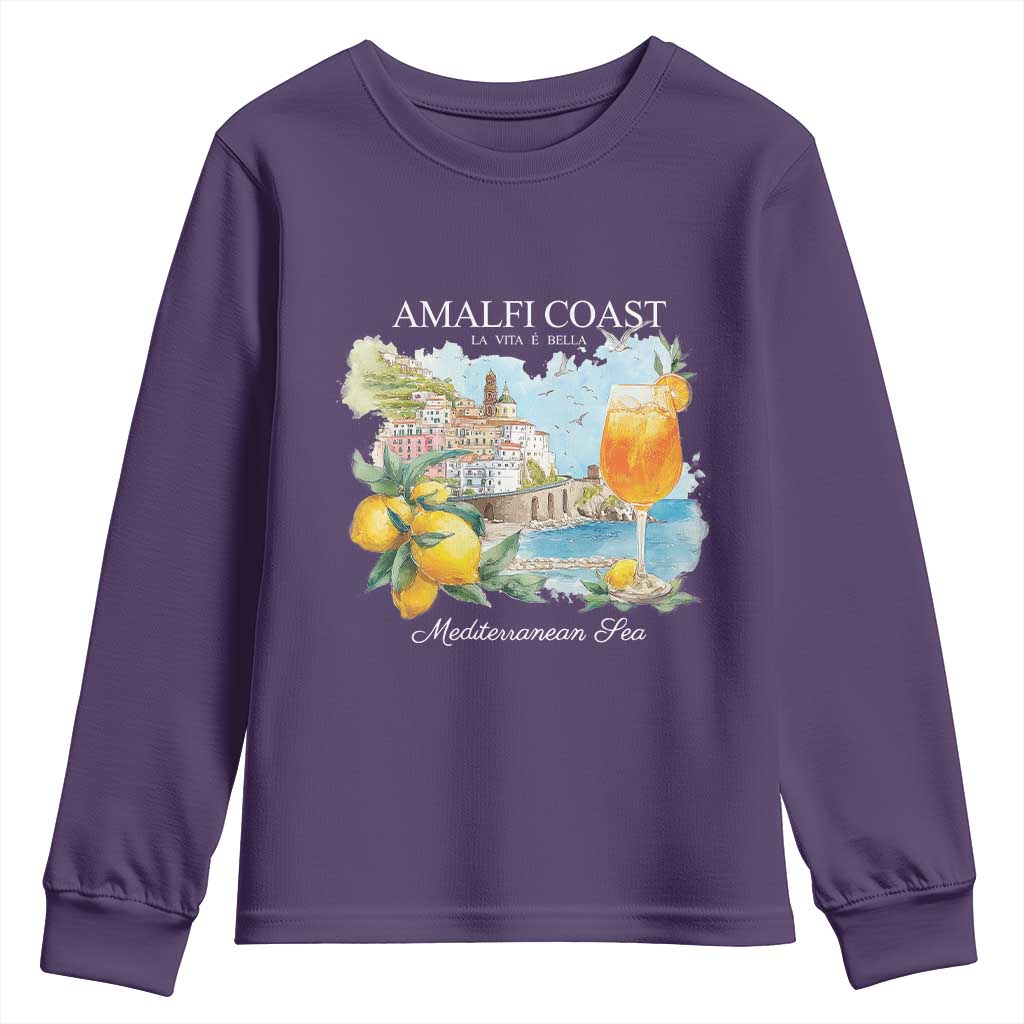 Amalfi Coast Italy Travel Youth Sweatshirt La Vita E Bella Lemon Travel Souvenir - Wonder Print Shop